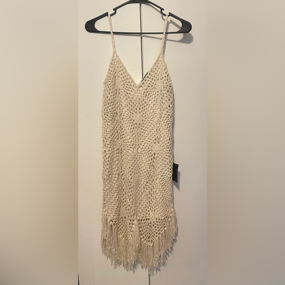 Lulus White/Beige Small Crochet Dress